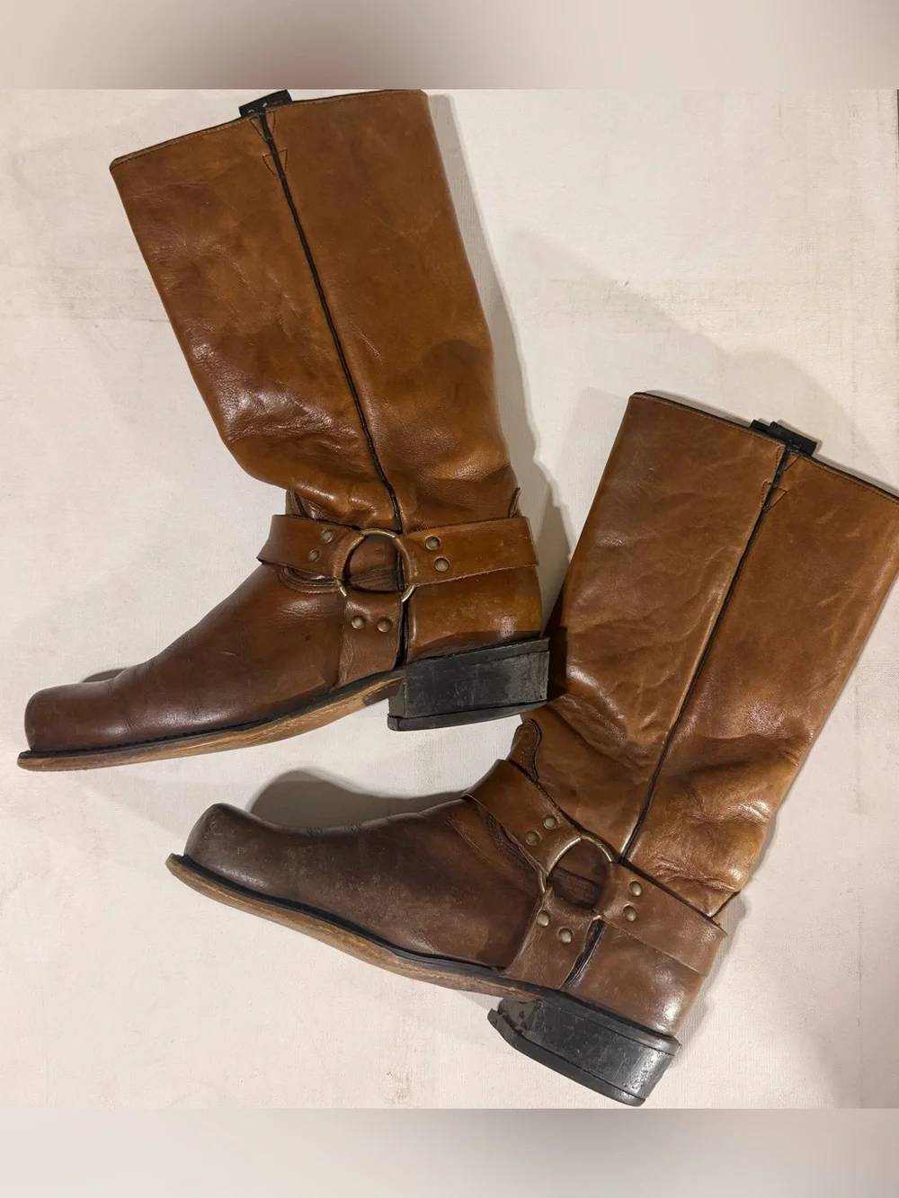 Frye Brown Leather Harness Rich Brown Size-10 Boots Style #63087
